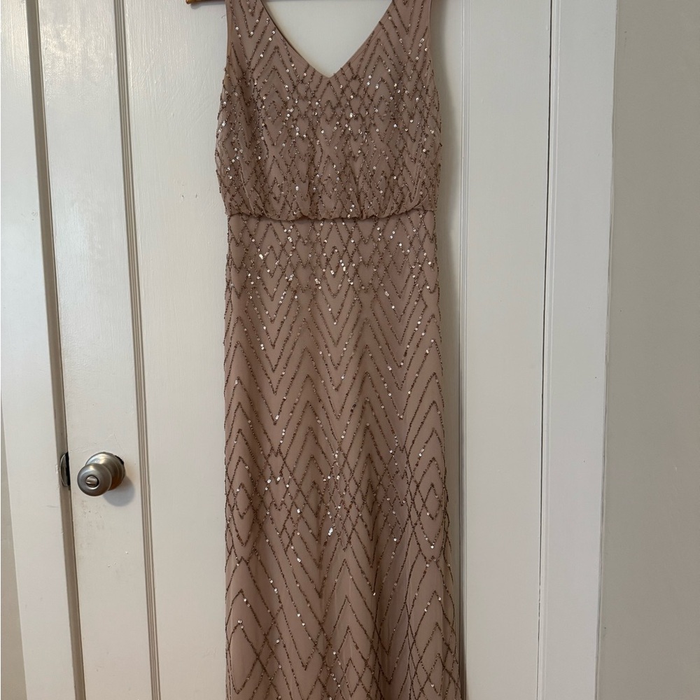 BHLDN Beige Sequin Maxi Dress